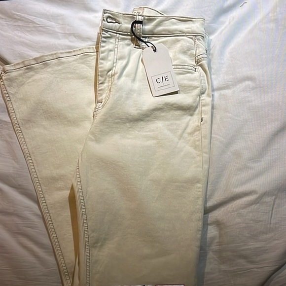 NWT CURRENT ELLIOTT high rise Flare Cream Jeans size 27 - Picture 8 of 10